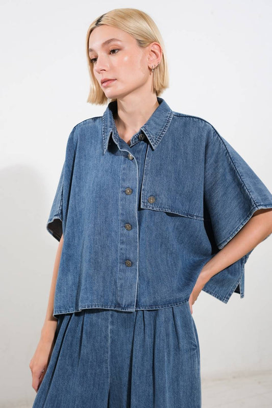 Blusa oversized de jeans